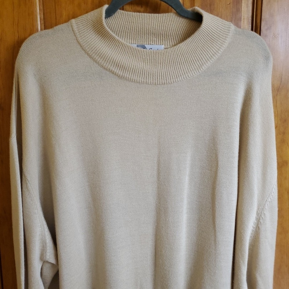 VTG Smokey Joe's 6XL Sweater Mens Tan Mock Neck Acrylic Knit Big/Tall Pullover